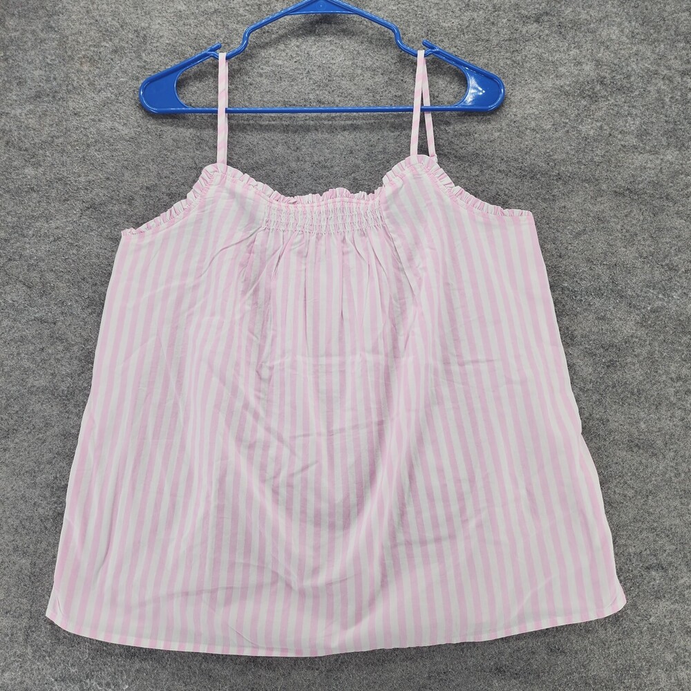 Lands End Shirt Womens Medium 10-12 Sleeveless Pink Striped